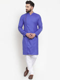 Jompers Men Royal-Blue Solid Kurta with Churidar | Grocsy