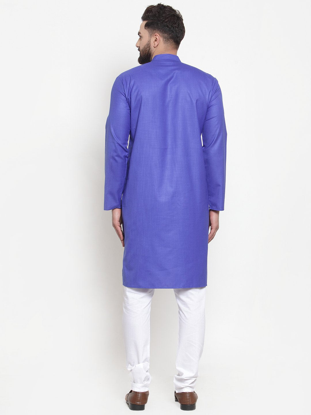 Jompers Men Royal-Blue Solid Kurta with Churidar | Grocsy