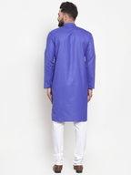 Jompers Men Royal-Blue Solid Kurta Only | Grocsy