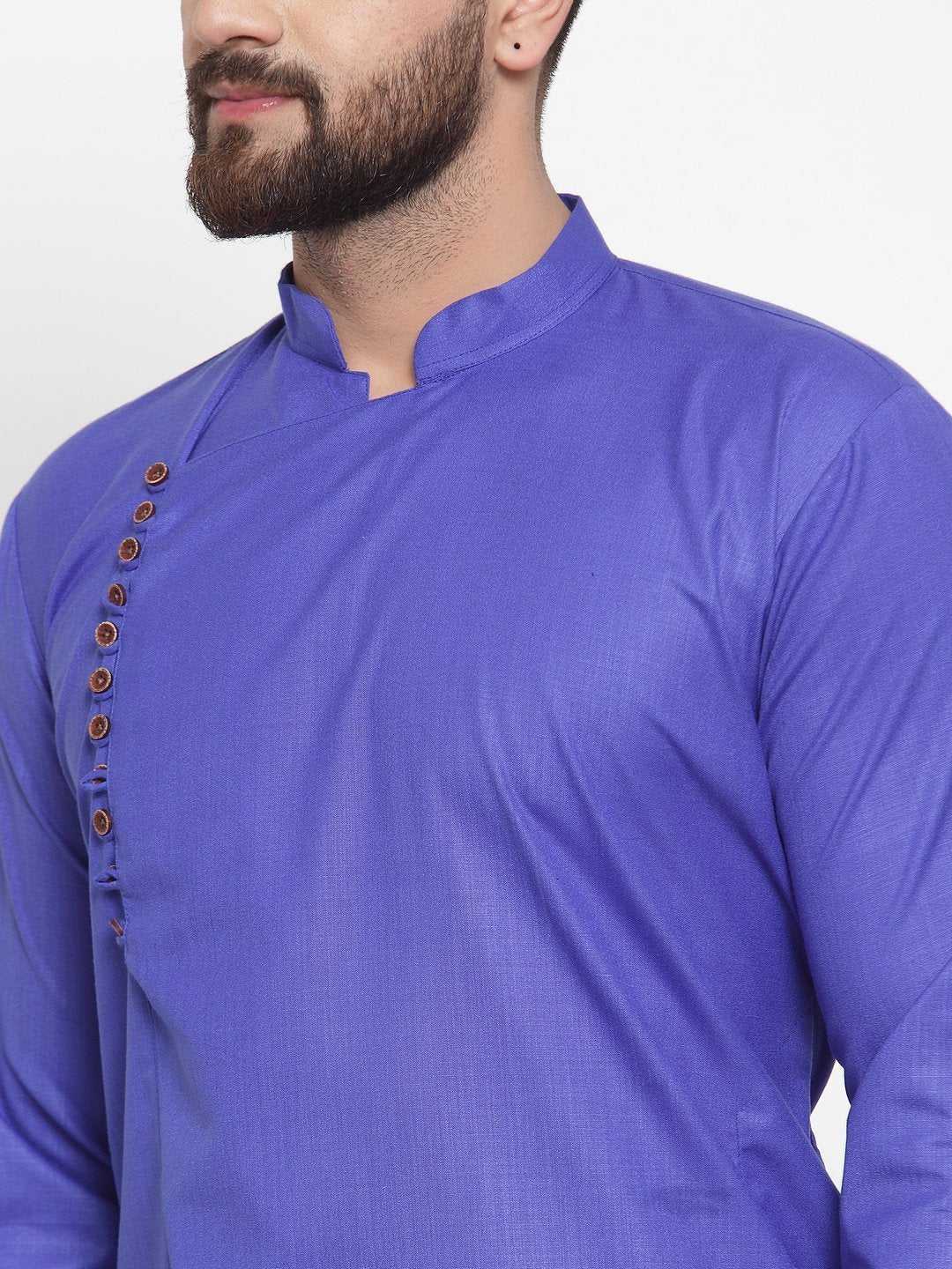 Jompers Men Royal-Blue Solid Kurta Only | Grocsy