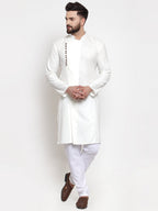 Jompers Men's White Solid Kurta Only | Grocsy