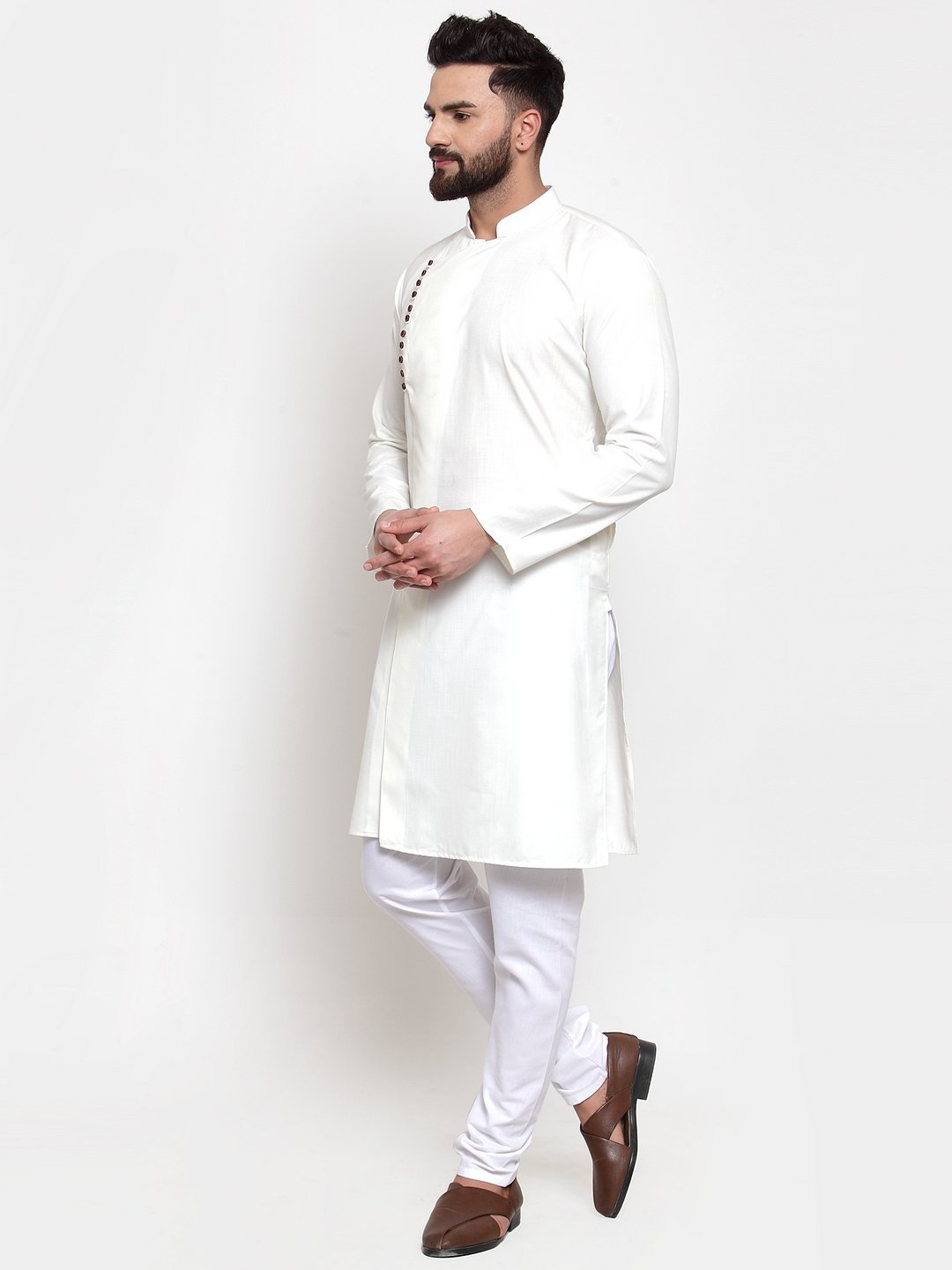 Jompers Men's White Solid Kurta Only | Grocsy