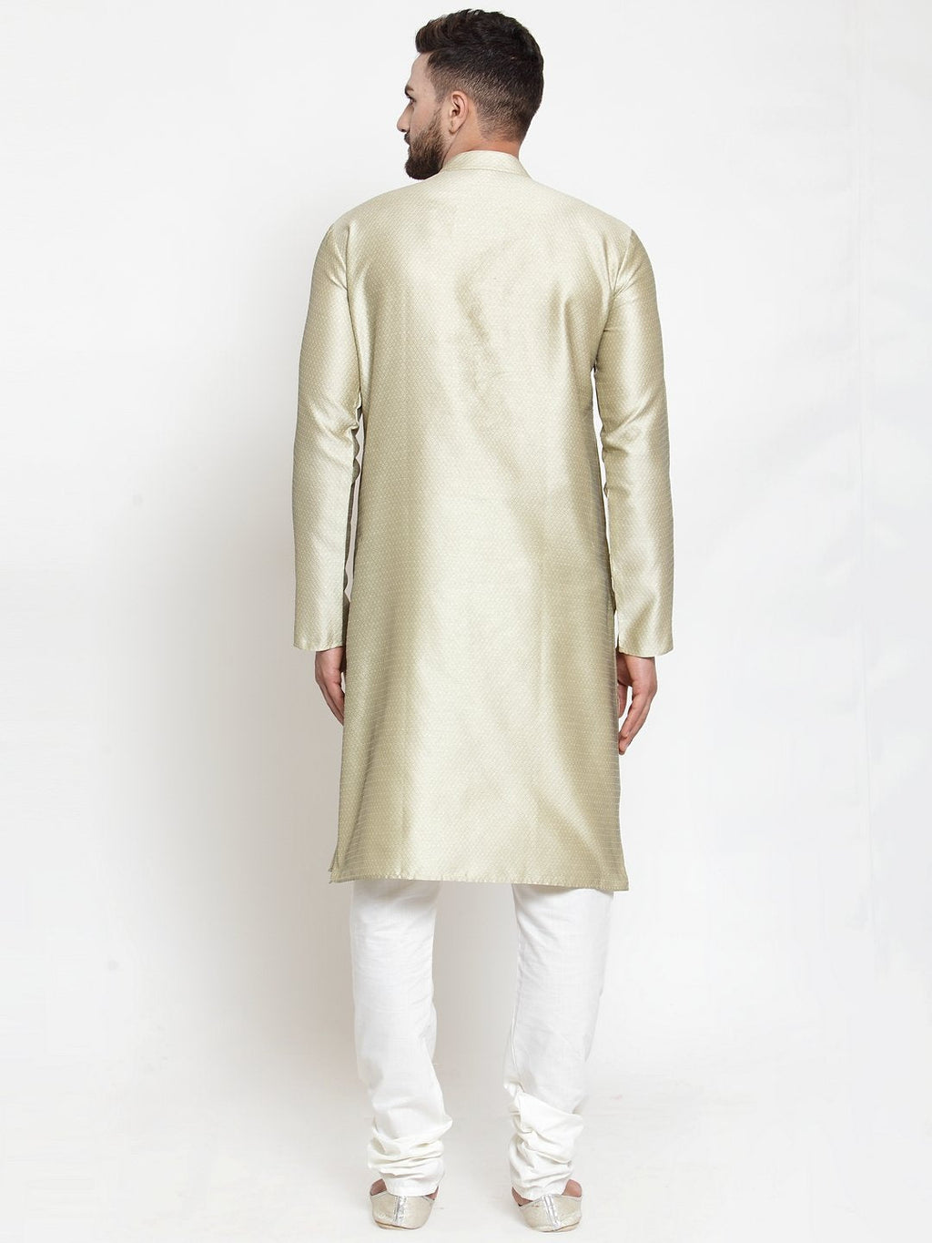 Jompers Men Beige & White Self Design Kurta Only | Grocsy