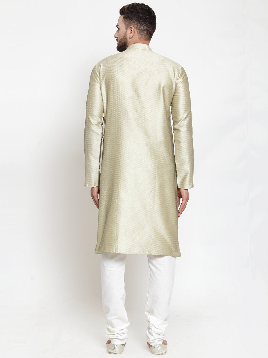 Jompers Men Beige & White Self Design Kurta Only | Grocsy