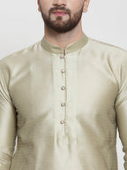 Jompers Men Beige & White Self Design Kurta Only | Grocsy