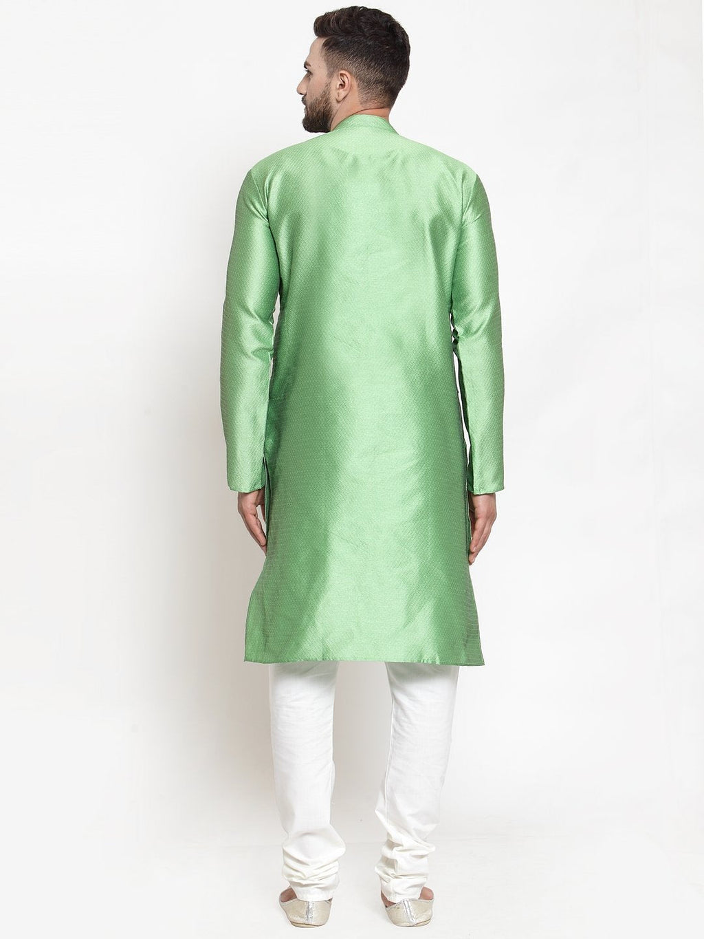 Jompers Men Green & White Self Design Kurta with Churidar | Grocsy