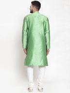 Jompers Men Green And White Self Design Kurta Only | Grocsy