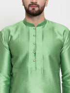 Jompers Men Green And White Self Design Kurta Only | Grocsy