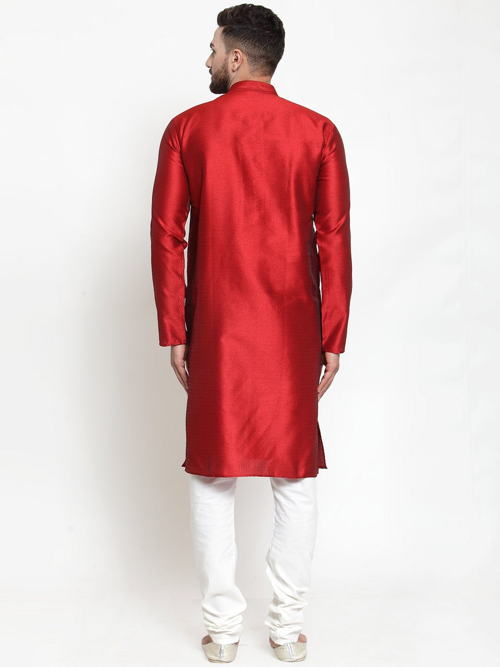 Jompers Men Maroon & White Self Design Kurta Only | Grocsy