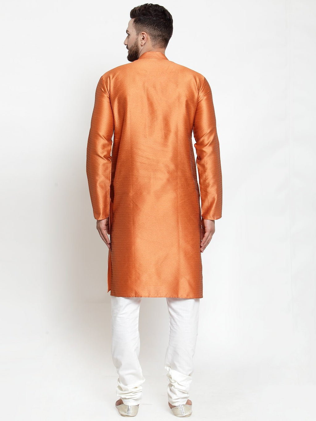 Jompers Men Orange & White Self Design Kurta Only | Grocsy