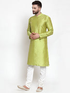 Jompers Men Light-Green & Golden Self Design Kurta Only | Grocsy