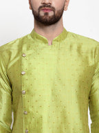 Jompers Men Light-Green & Golden Self Design Kurta with Churidar | Grocsy