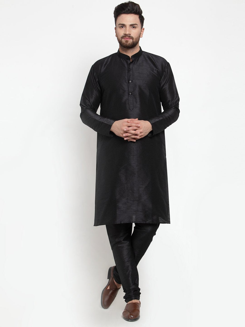 Jompers Men Black Solid Long Sleeves Kurta Only | Grocsy