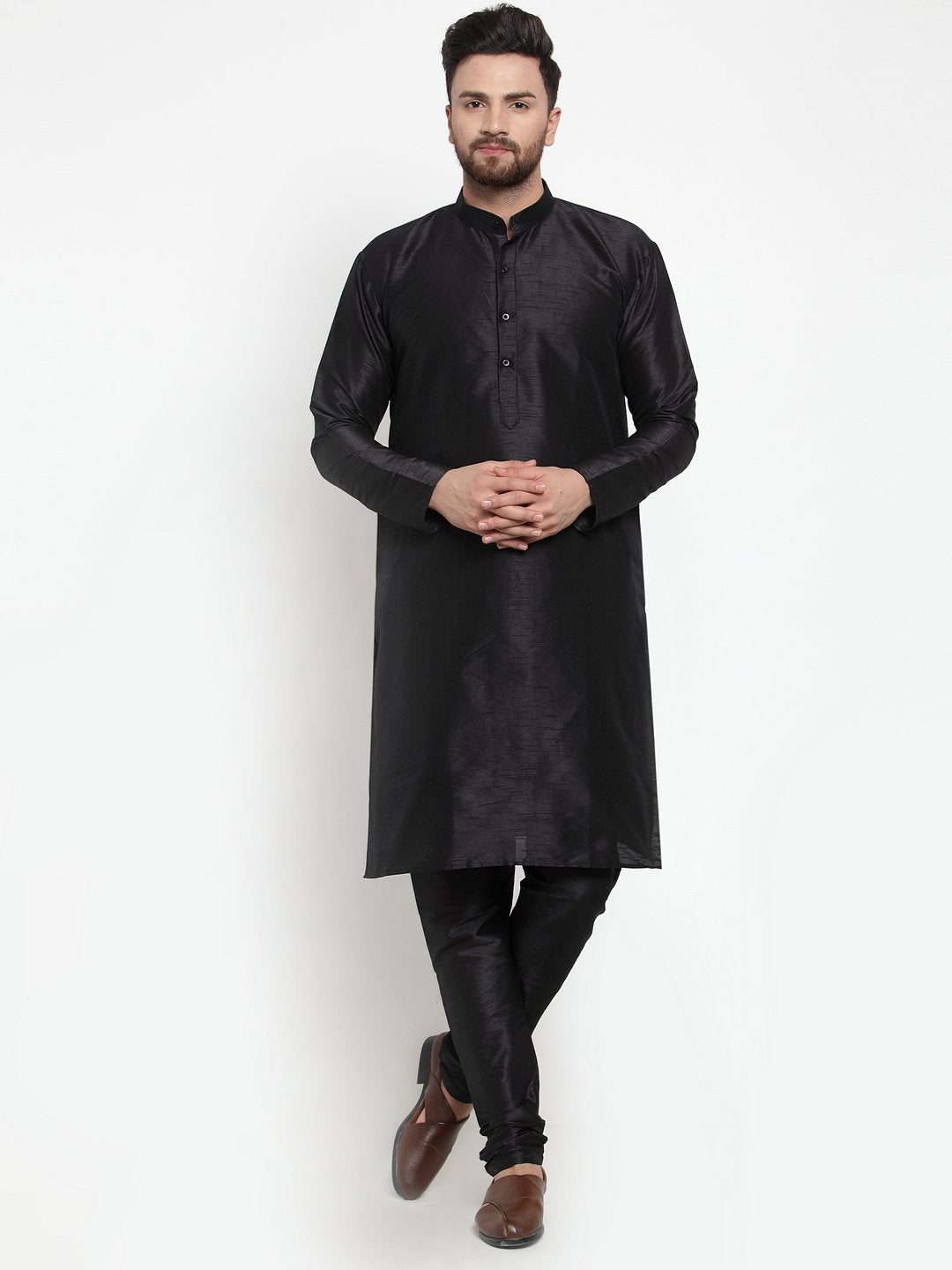 Jompers Men Black Solid Long Sleeves Kurta Only | Grocsy