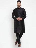 Jompers Men's Black Solid Kurta with Churidar | Grocsy