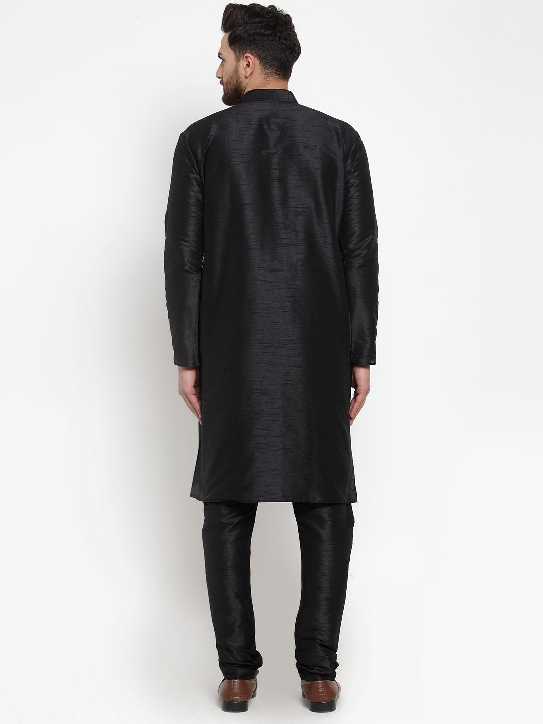 Jompers Men's Black Solid Kurta with Churidar | Grocsy