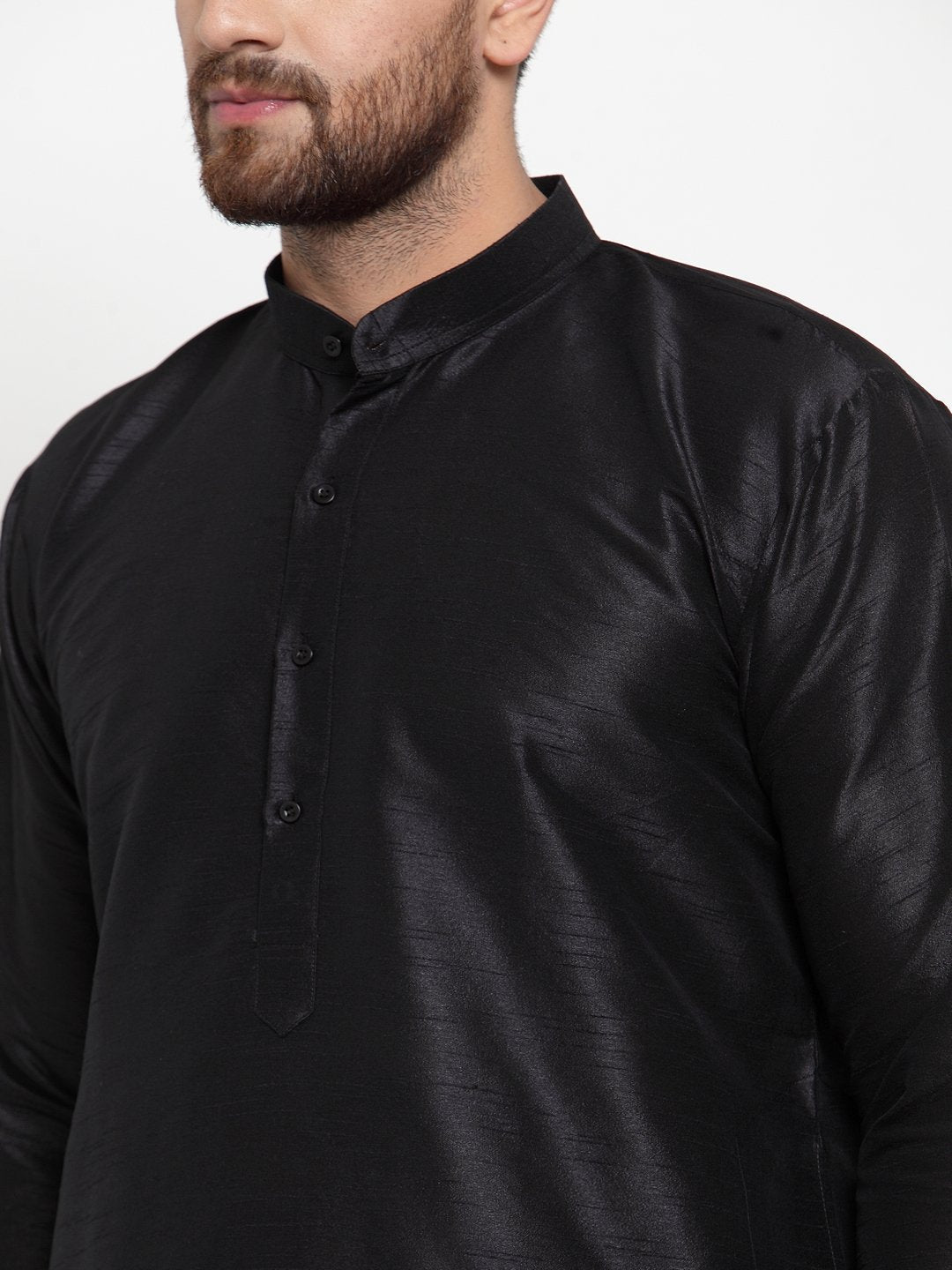 Jompers Men's Black Solid Kurta with Churidar | Grocsy