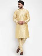 Jompers Men Golden Solid Kurta Only | Grocsy