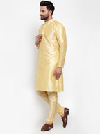 Jompers Men Golden Solid Kurta with Churidar | Grocsy