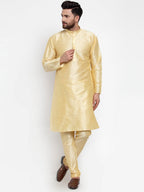 Jompers Men Golden Solid Kurta Only | Grocsy