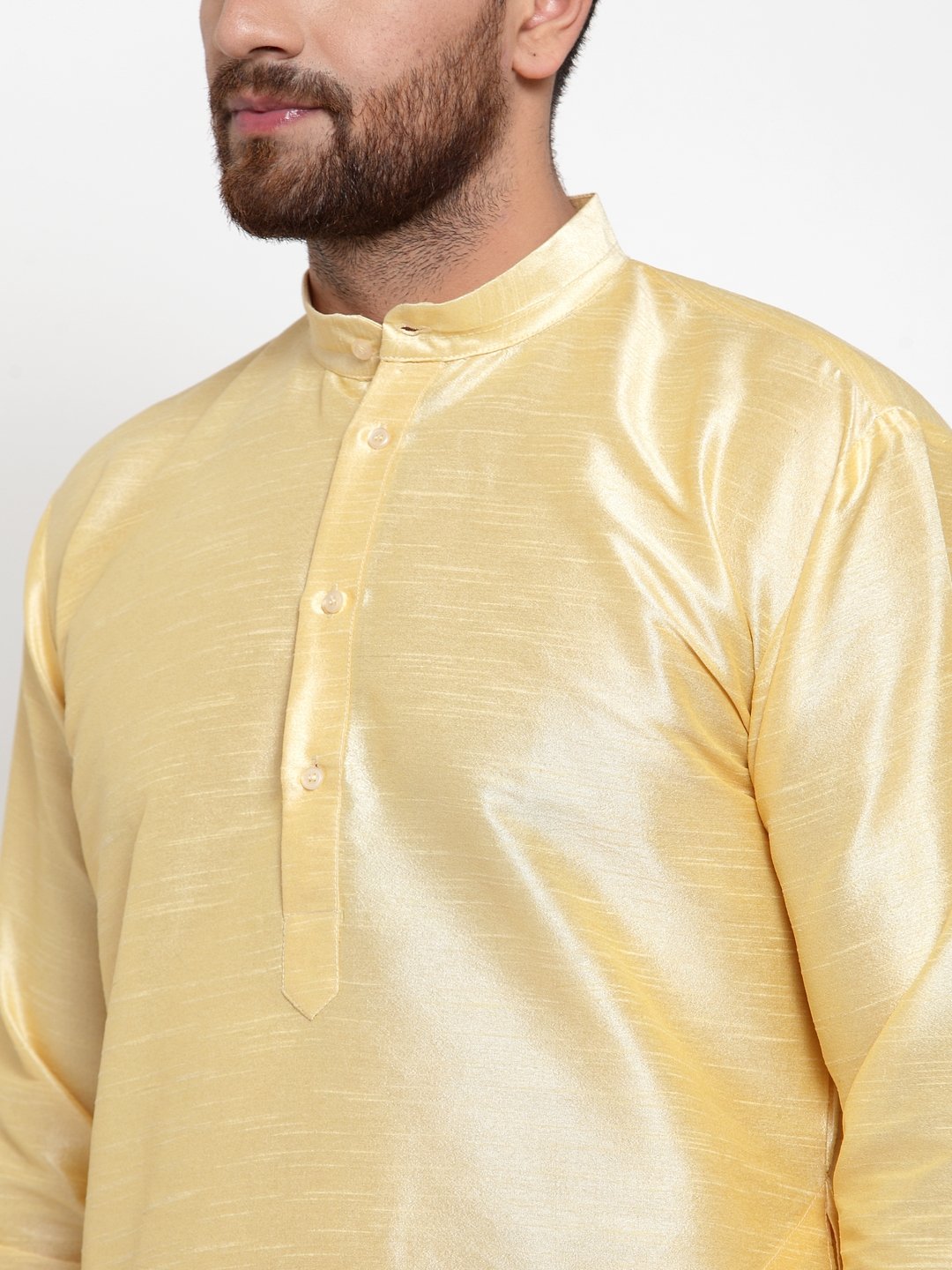 Jompers Men Golden Solid Kurta with Churidar | Grocsy