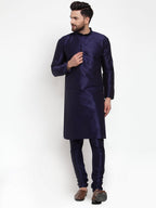Jompers Men NavyBlue Solid Kurta with Churidar | Grocsy
