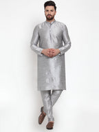 Jompers Men Silver Solid Kurta with Churidar | Grocsy