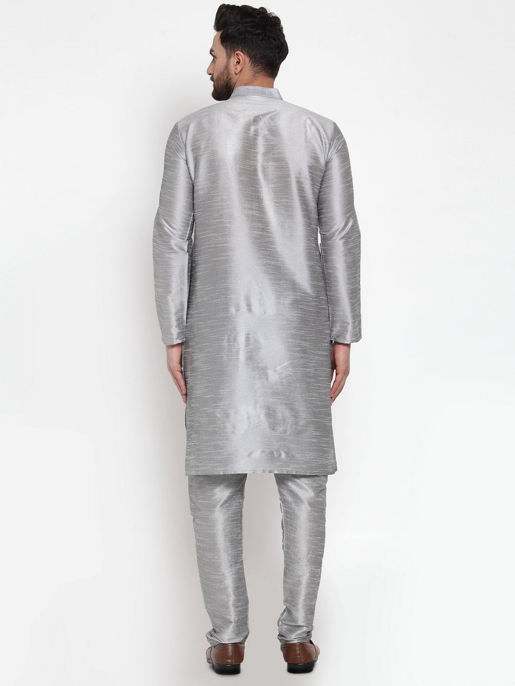 Jompers Men Silver Solid Kurta with Churidar | Grocsy