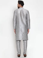 Jompers Men Silver Solid Kurta with Churidar | Grocsy