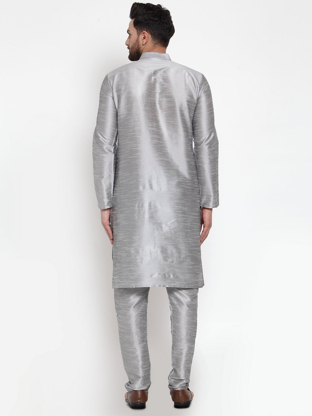Jompers Men Silver Solid Kurta with Churidar | Grocsy