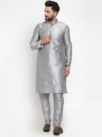 Jompers Men Silver Solid Kurta with Churidar | Grocsy