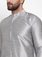 Jompers Men Silver Solid Kurta with Churidar | Grocsy