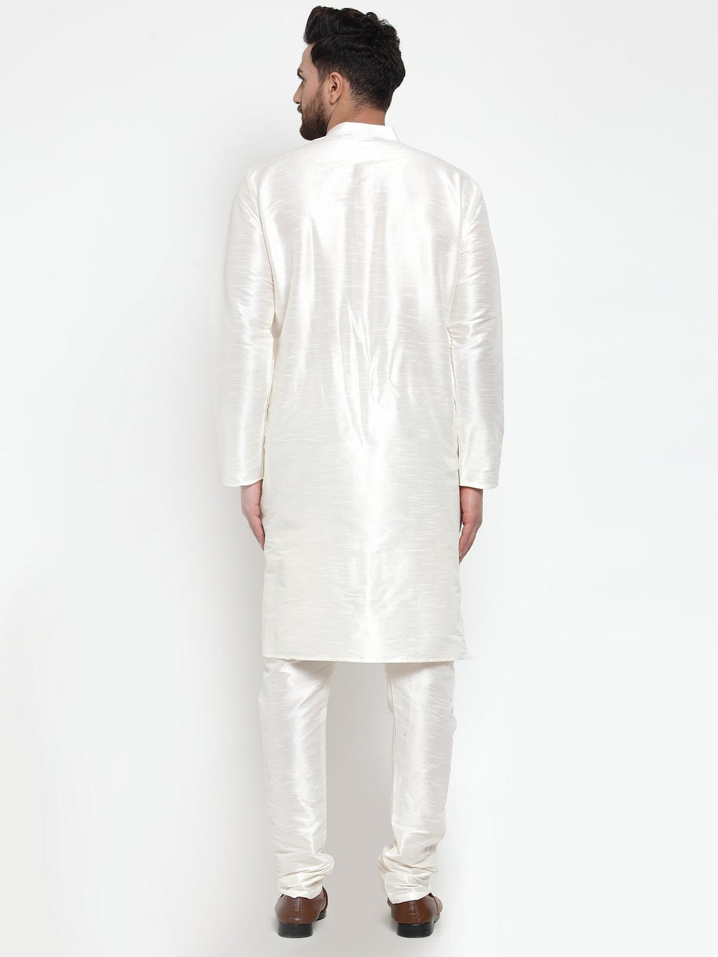 Jompers Men White Solid Long Sleeves Kurta with Churidar | Grocsy