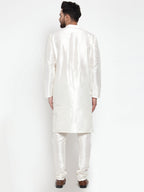 Jompers Men White Solid Long Sleeves Kurta with Churidar | Grocsy