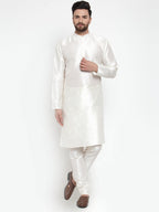 Jompers Men White Solid Long Sleeves Kurta with Churidar | Grocsy