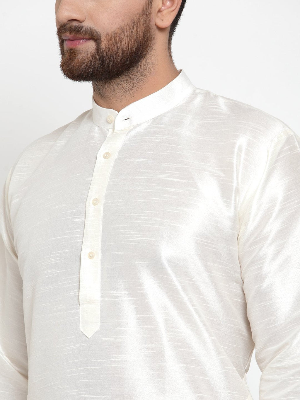 Jompers Men White Solid Long Sleeves Kurta with Churidar | Grocsy