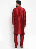Jompers Men Maroon Solid Kurta with Churidar | Grocsy