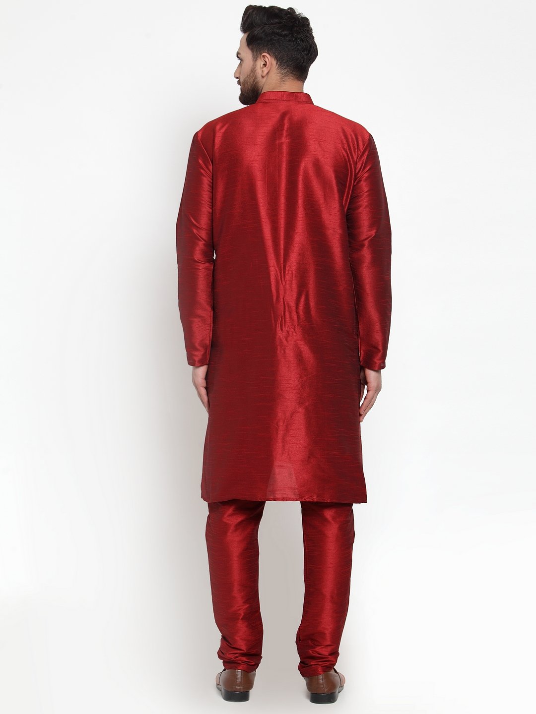Jompers Men Maroon Solid Kurta with Churidar | Grocsy