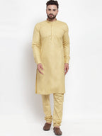 Jompers Men Beige Solid Kurta Only | Grocsy
