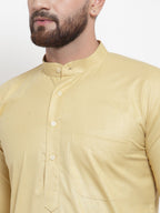 Jompers Men Beige Solid Kurta with Churidar | Grocsy