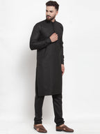 Jompers Men Black Solid Kurta Only | Grocsy