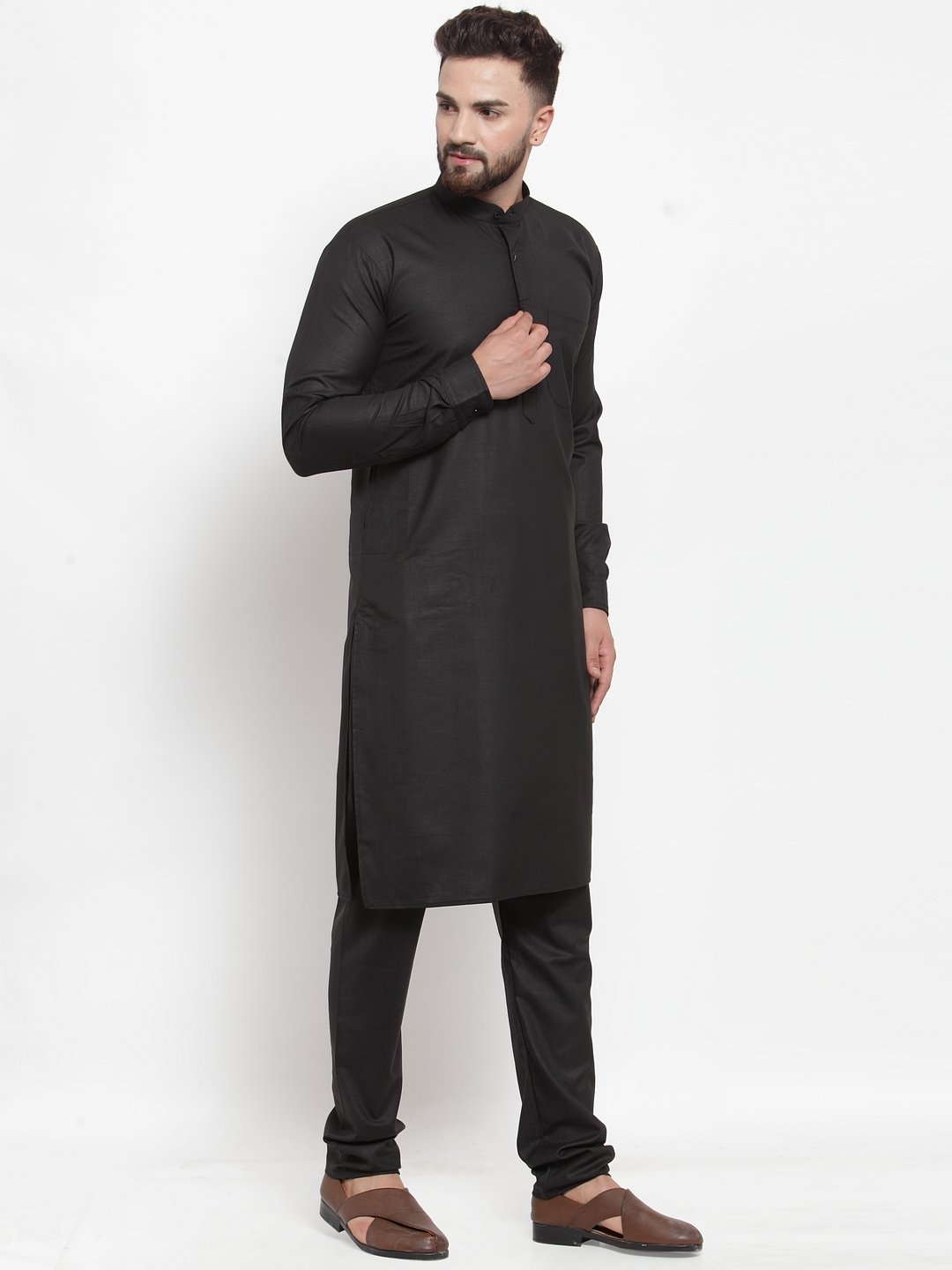 Jompers Men Black Solid Kurta Only | Grocsy