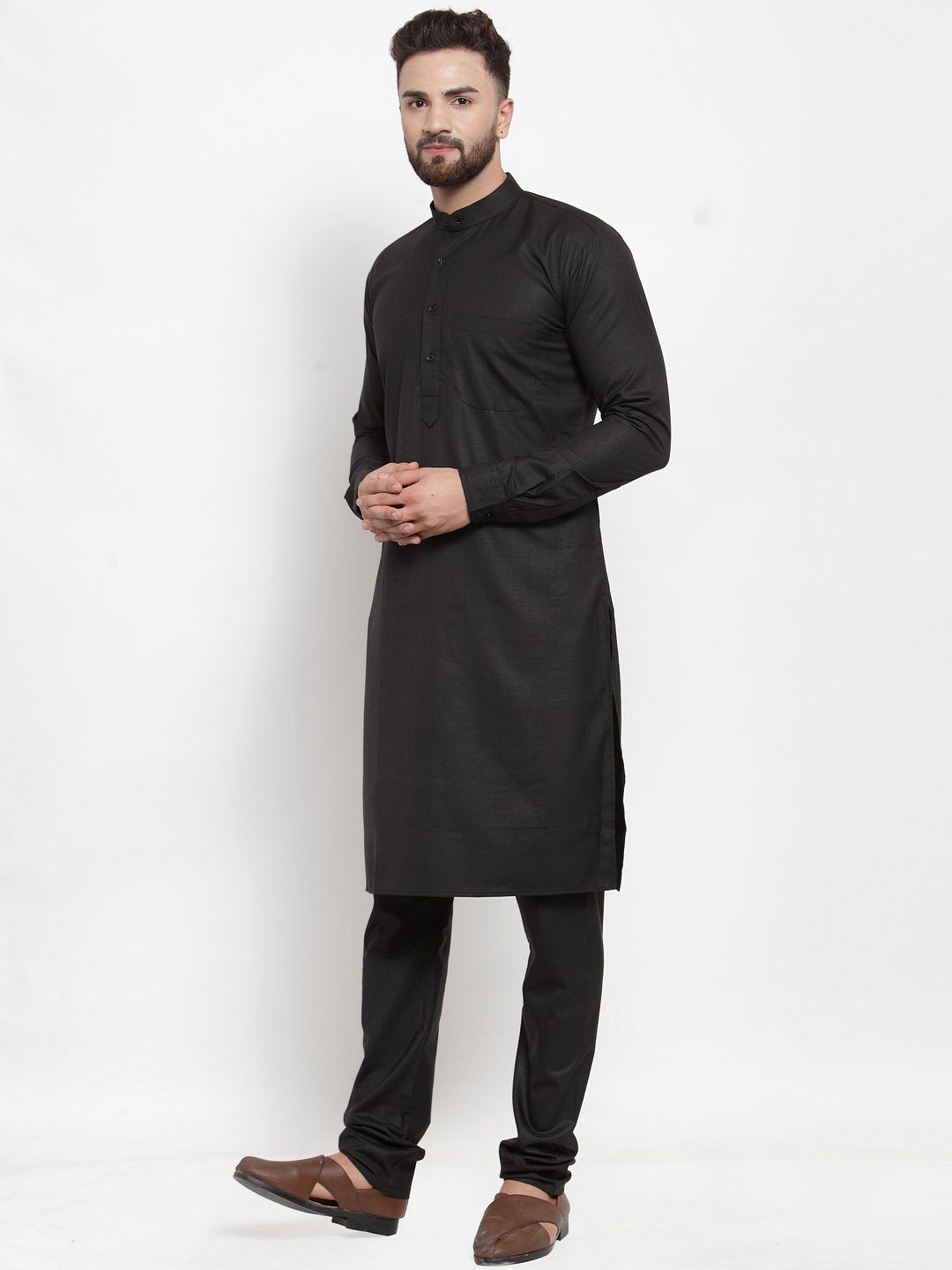 Jompers Men Black Solid Kurta Only | Grocsy