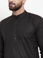 Jompers Men Black Solid Mandarin Collar Kurta with Churidar | Grocsy