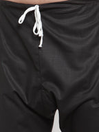 Jompers Men Black Solid Mandarin Collar Kurta with Churidar | Grocsy