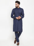 Jompers Men Navy-Blue Solid Kurta with Churidar | Grocsy