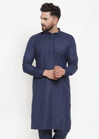 Jompers Men Navy-Blue Solid Kurta Only | Grocsy