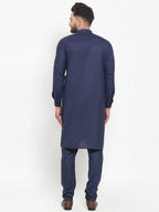 Jompers Men Navy-Blue Solid Kurta Only | Grocsy