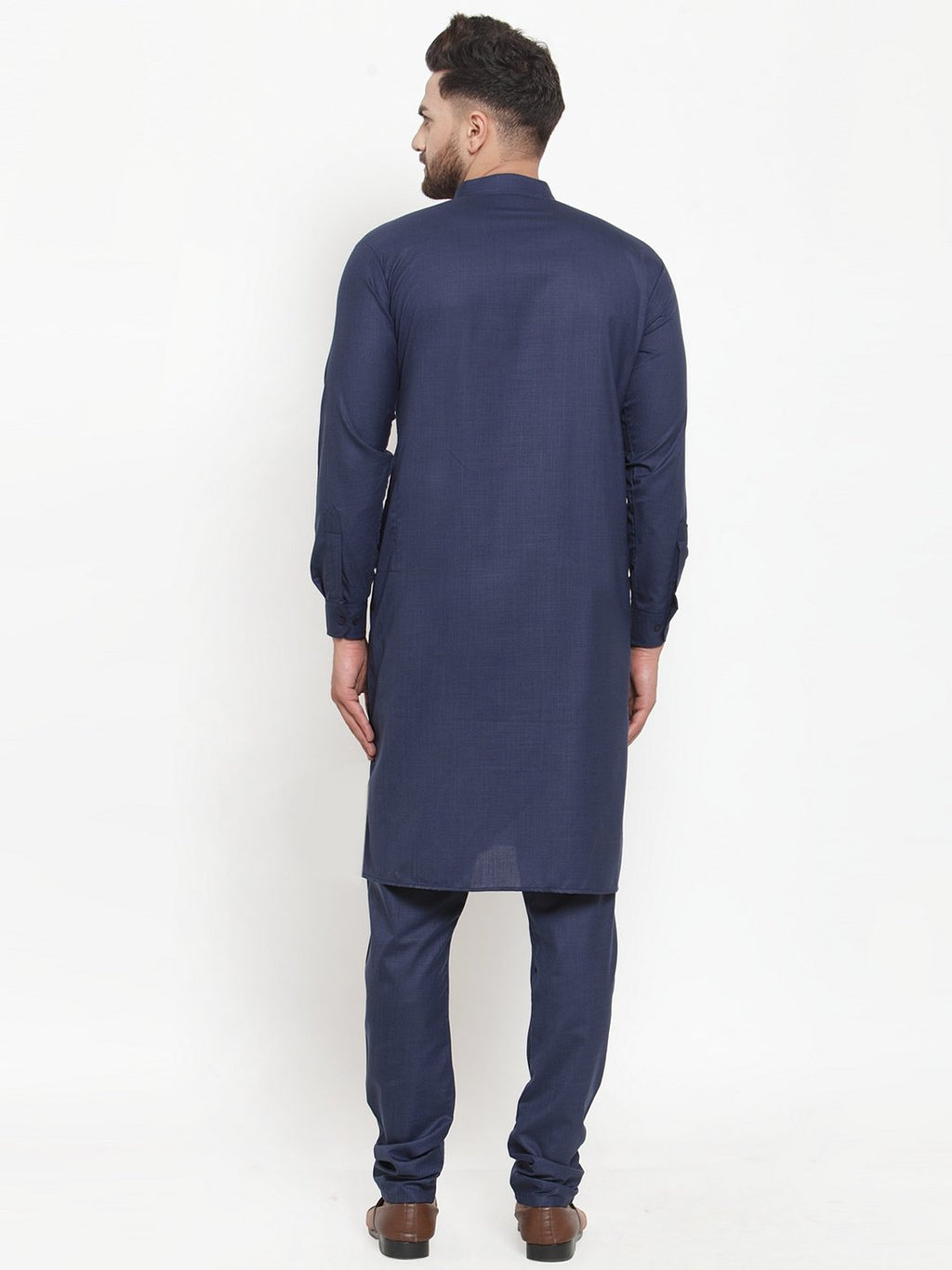 Jompers Men Navy-Blue Solid Kurta with Churidar | Grocsy