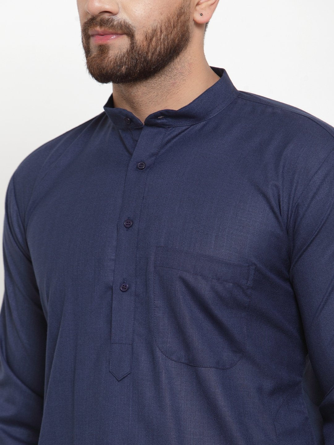 Jompers Men Navy-Blue Solid Kurta with Churidar | Grocsy